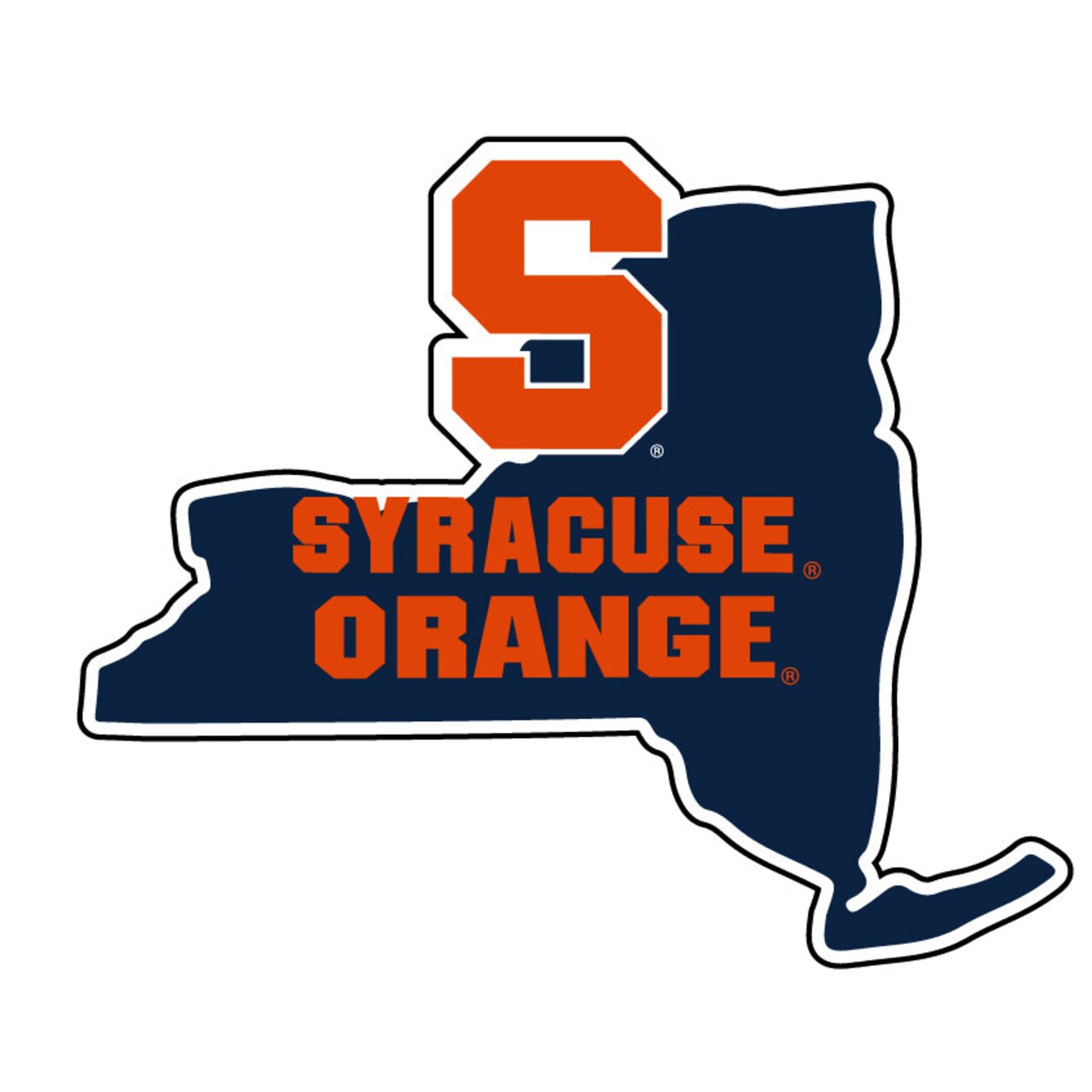 R and R Imports Syracuse Orange 4 Inch State Shape Vinyl Decal Sticker